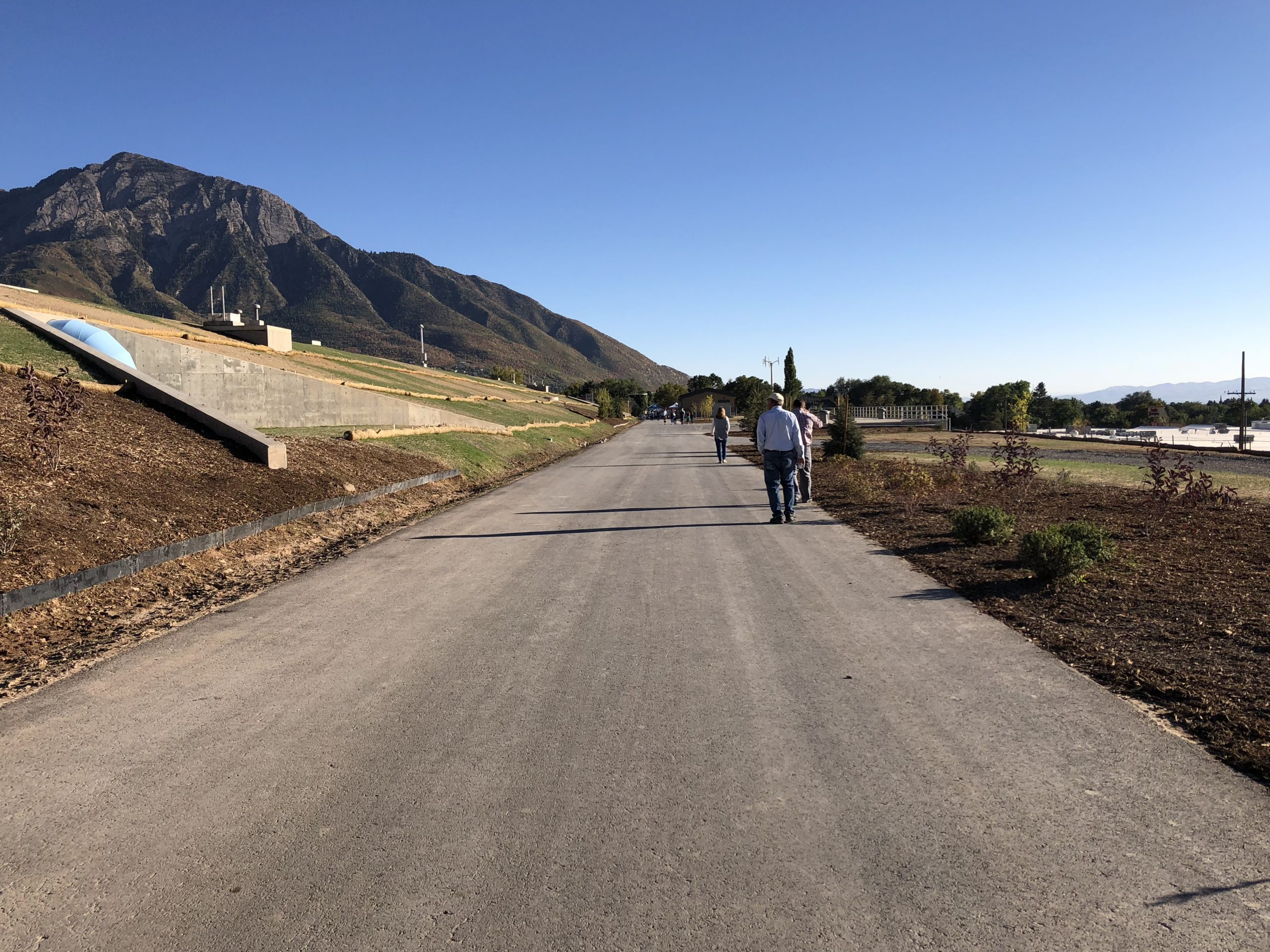 People walking on Road on site of the Terminal Reservoir.