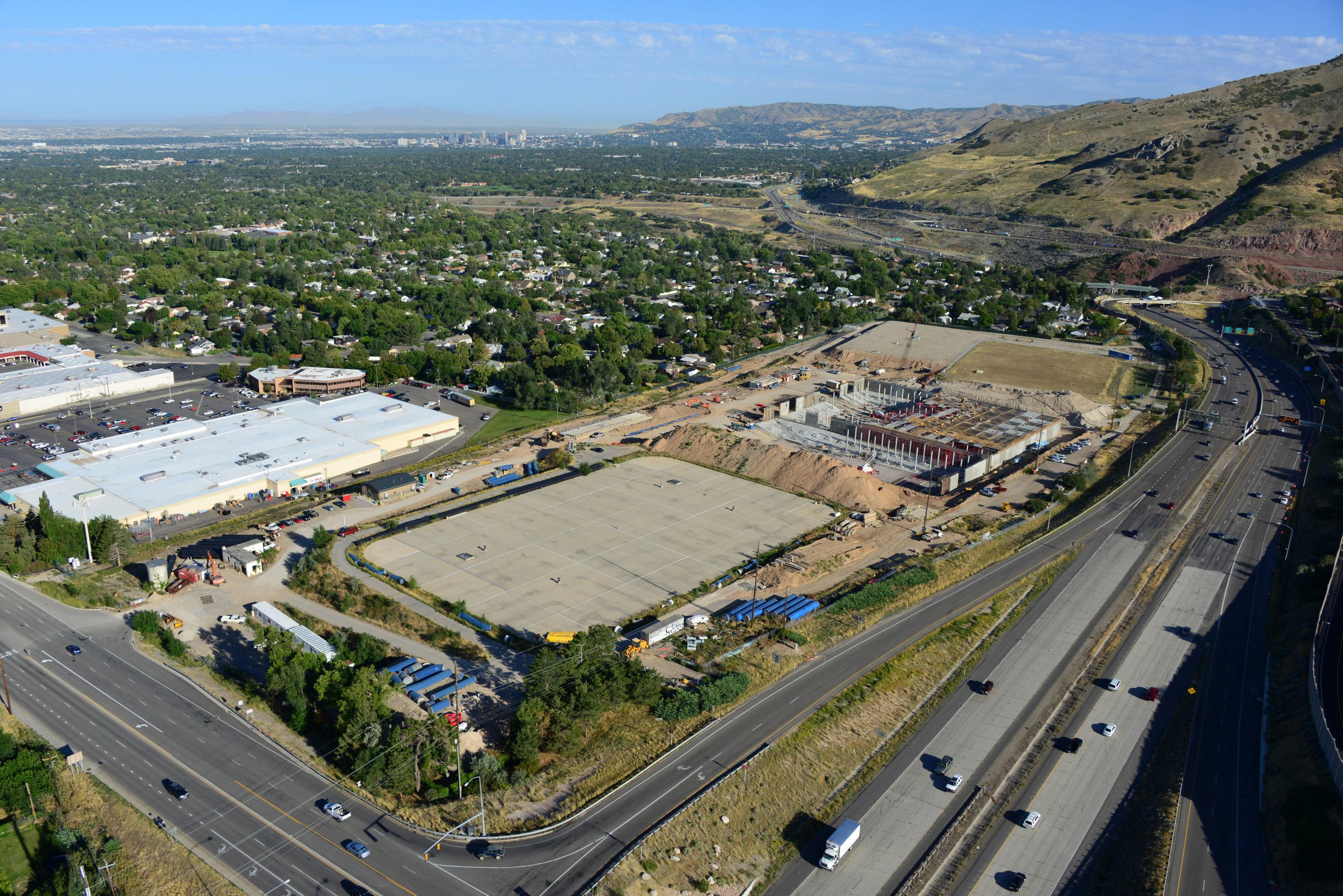 Overhead view of Terminal Reservoir in Salt Lake Valley.